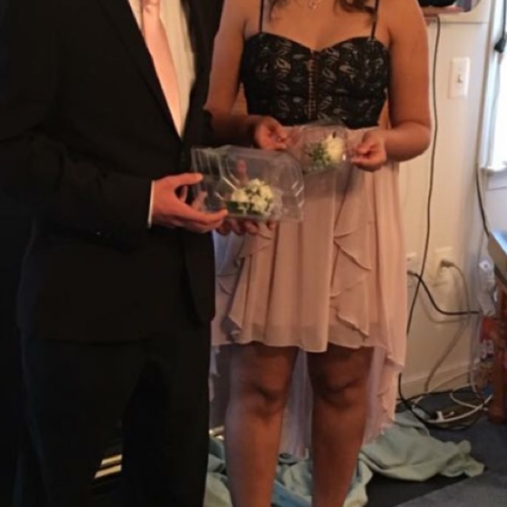 Pink and black , High Low, Homecoming dress